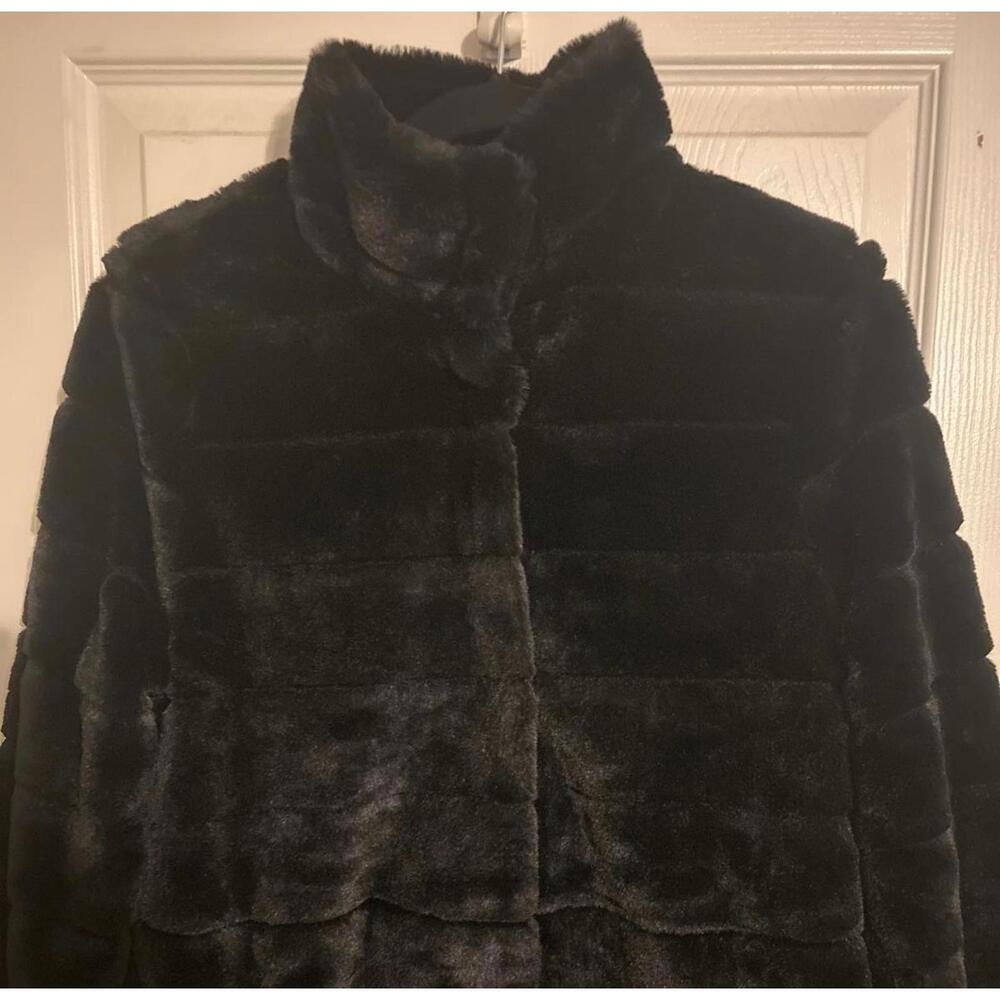 Ci Sono by Cavalini Black Faux Fur Jacket Women’s Sz Medium - Picture 2 of 7